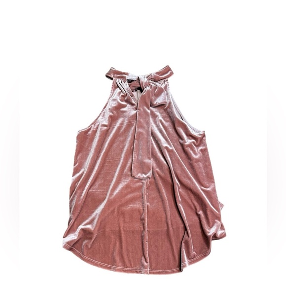 Gipson Women's light pink velvet blouse with bow at the back of the neck, size L - Picture 2 of 13